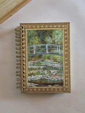 Punch Studio Gold Framed Bridge Painting Medium Spiral Hardcover Ruled Notebook